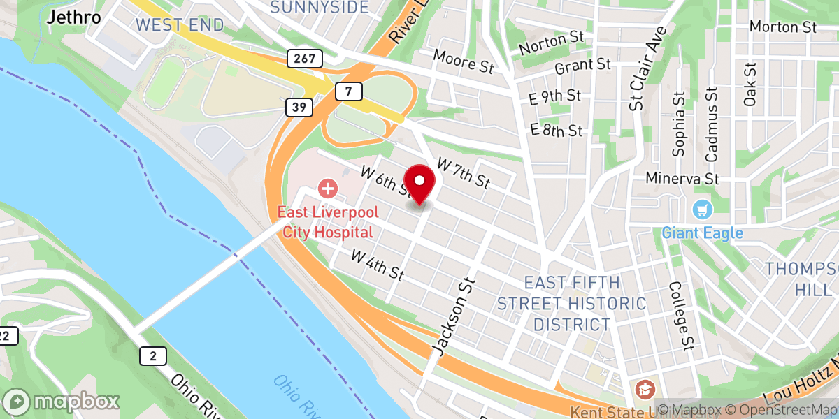 Map showing location of Christian Counseling Associates of Eastern Ohio