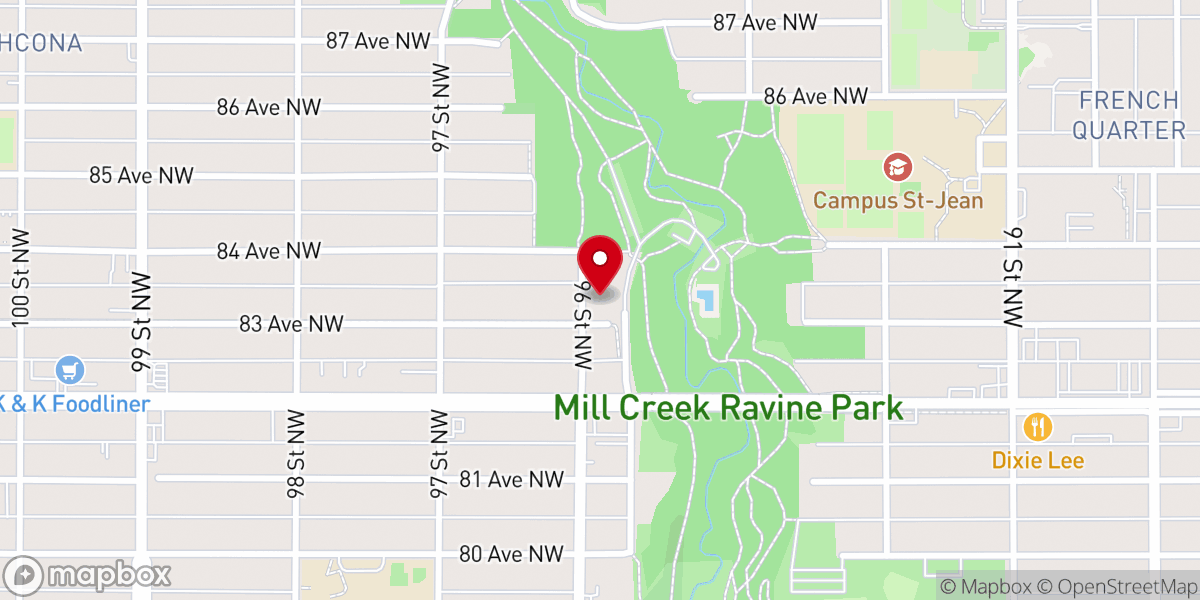 Map showing location of 에드먼튼한인침례교회 Edmonton Korean Baptist Church