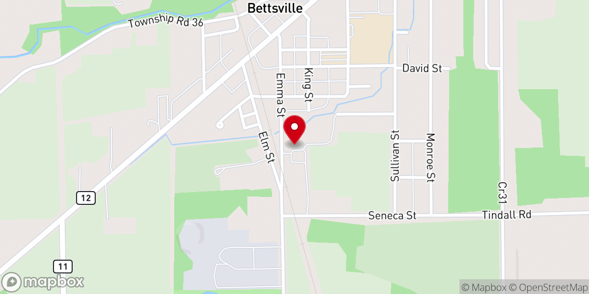 Map showing location of Bettsville Water Department