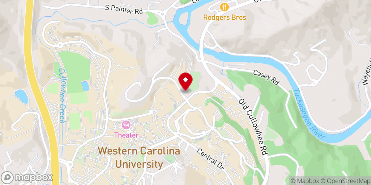 Map showing location of Cullowhee Baptist Church