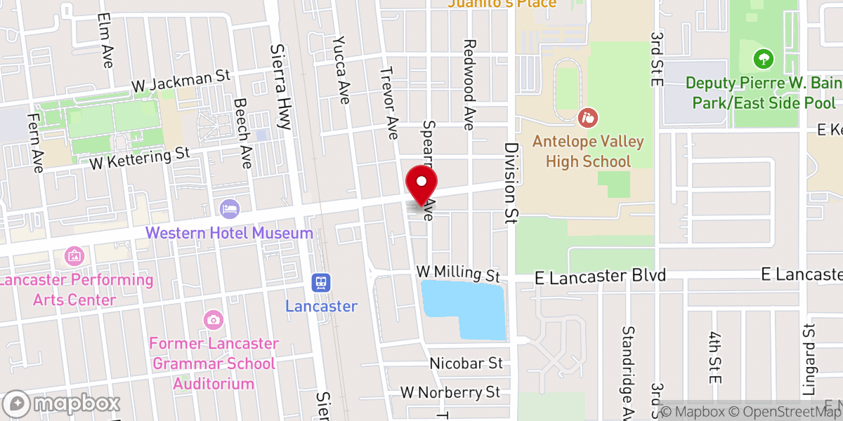 Map showing location of Antelope Valley Christian Center