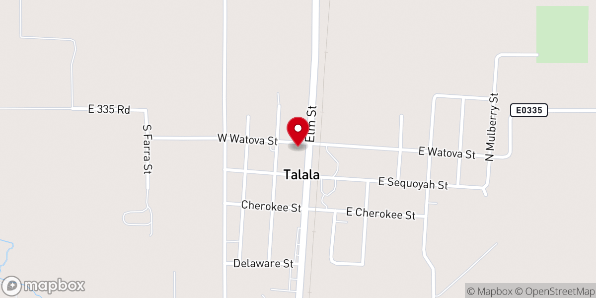 Map showing location of Town of Talala