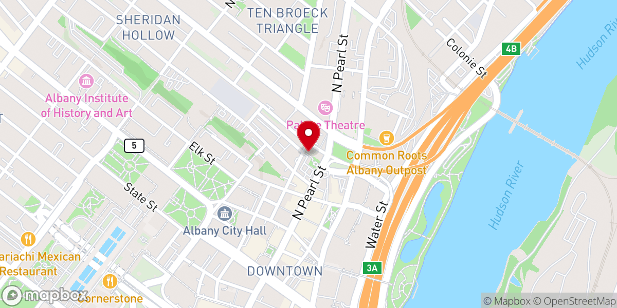Map showing location of The First Church in Albany
