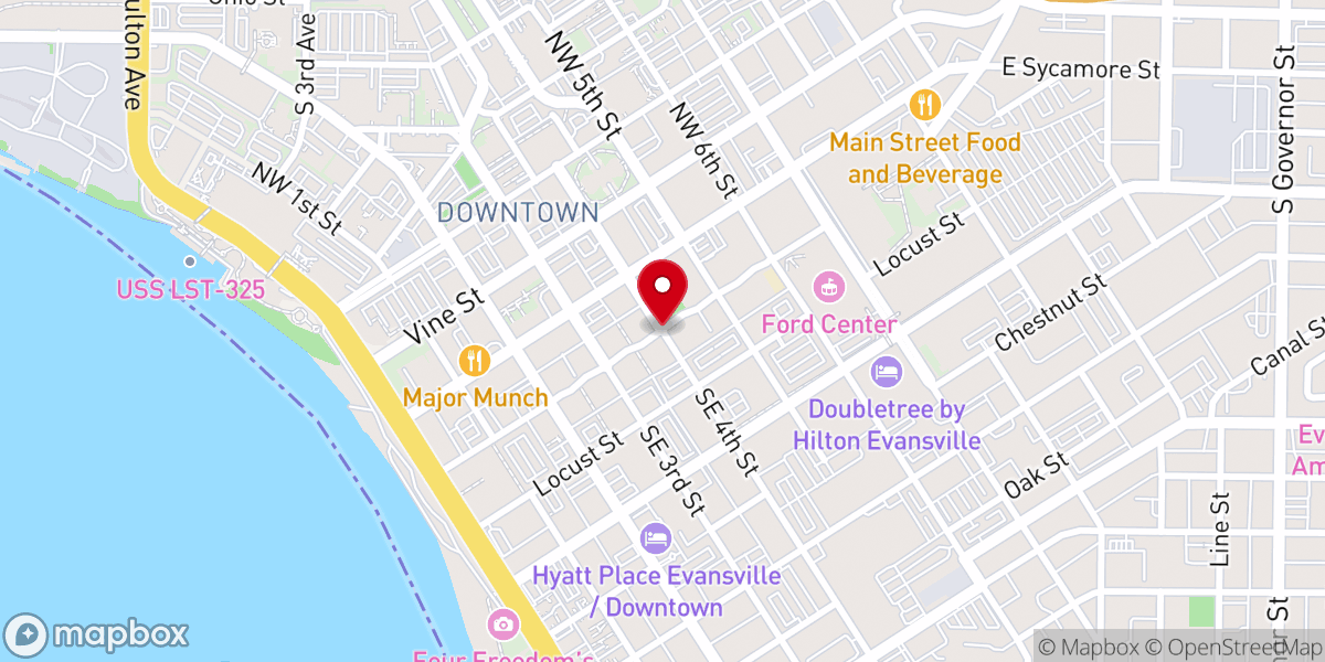 Map showing location of Evansville District Walk to Emmaus Inc