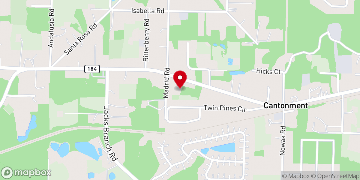 Map showing location of Harvest Christian Center of Cantonment - Food Distribution Center