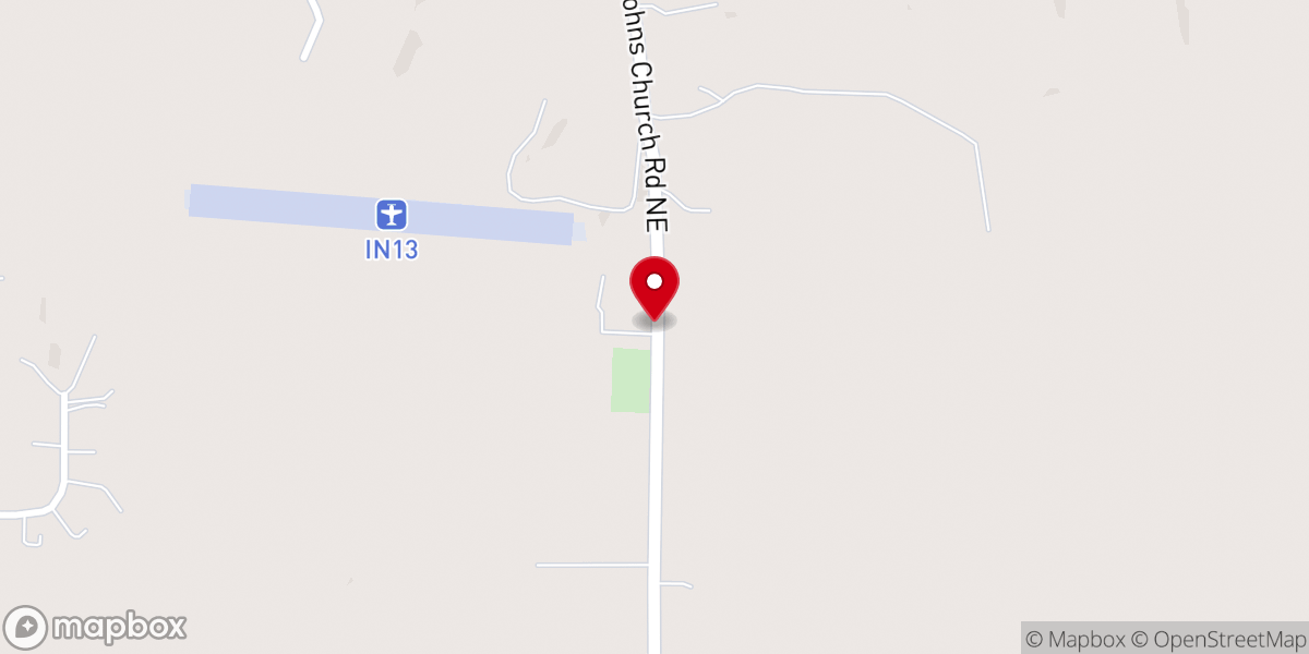 Map showing location of St John's Evangelical Lutheran Church