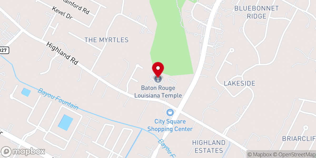 Map showing location of Baton Rouge Louisiana Temple