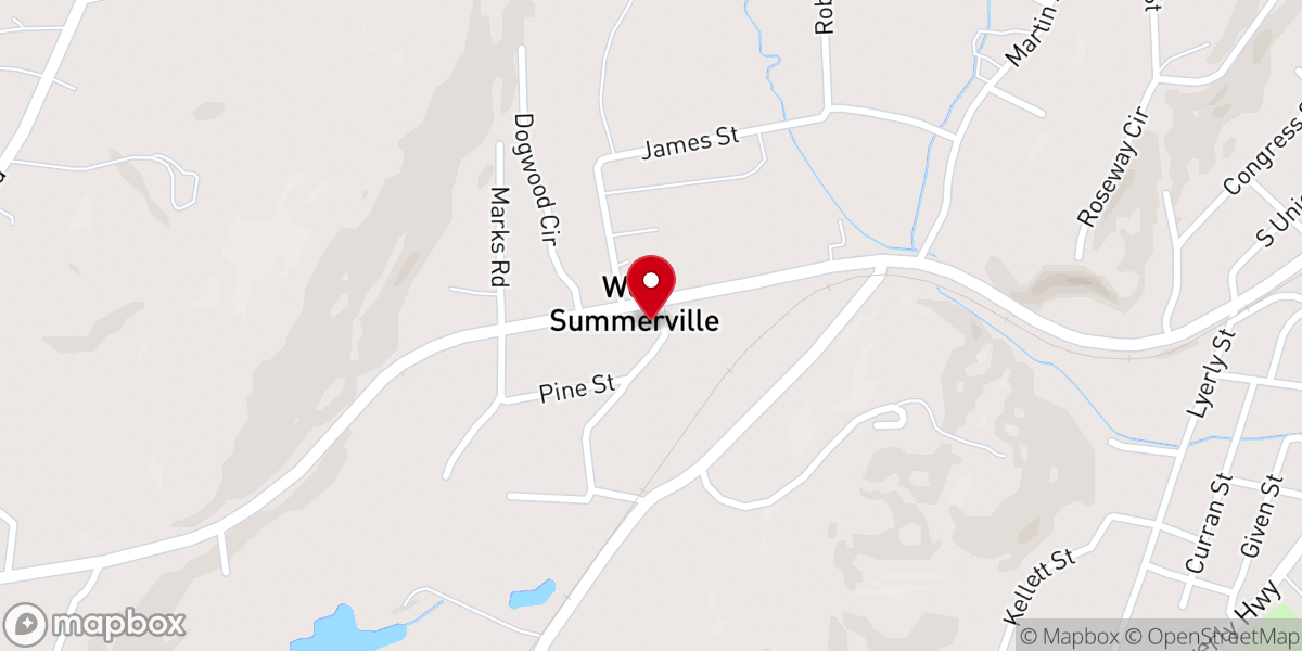 Map showing location of West Summerville Baptist Church