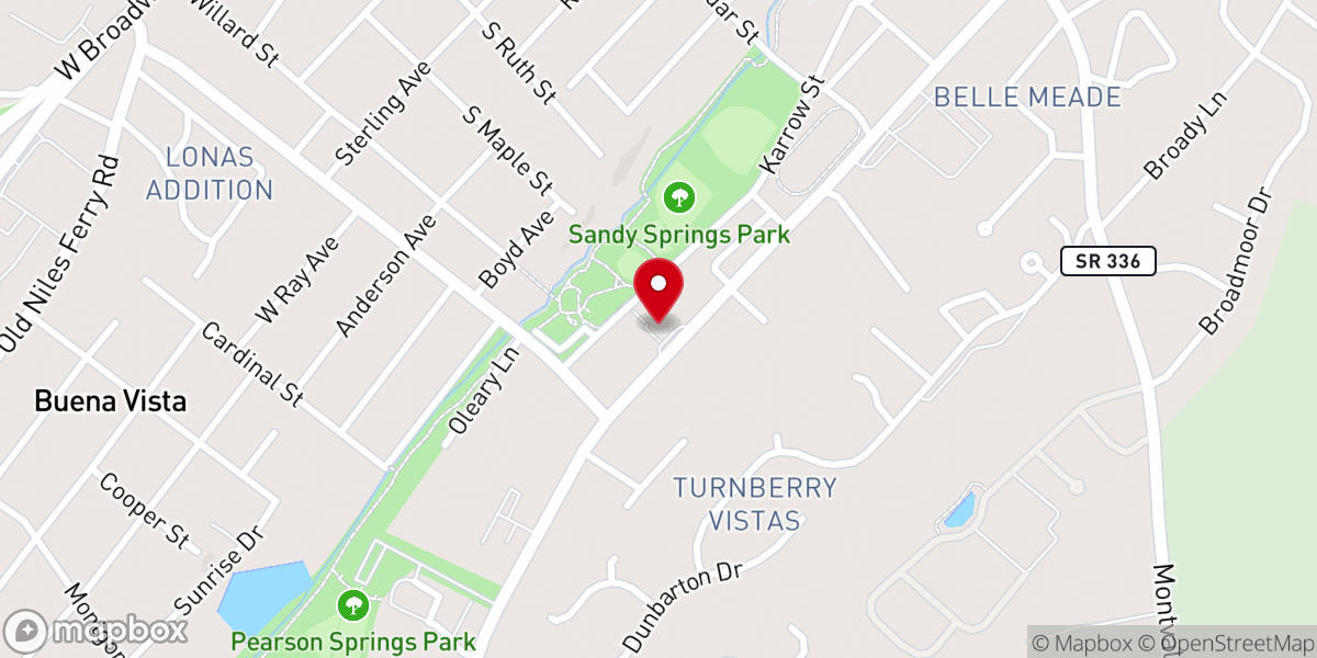 Map showing location of Sandy Springs Presbyterian Church (OPC)