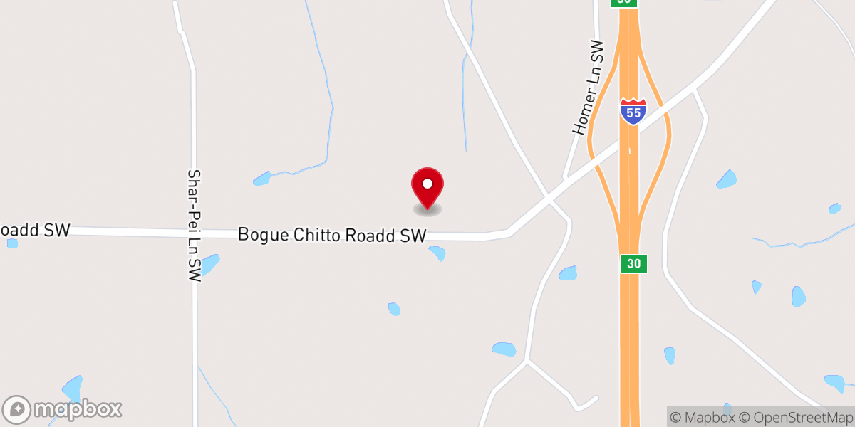 Map showing location of Bogue Chitto Assembly of God
