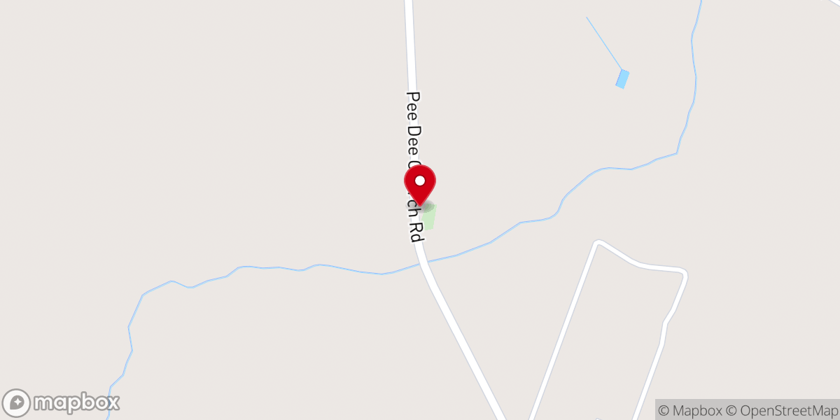 Map showing location of Pee Dee Church