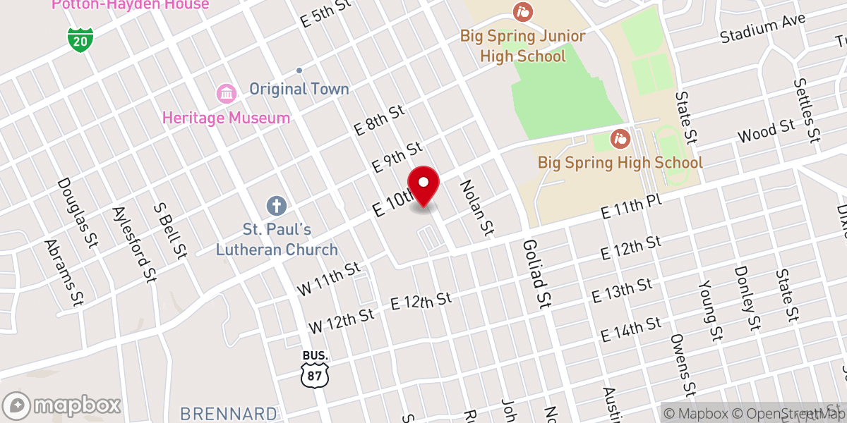 Map showing location of Life Church