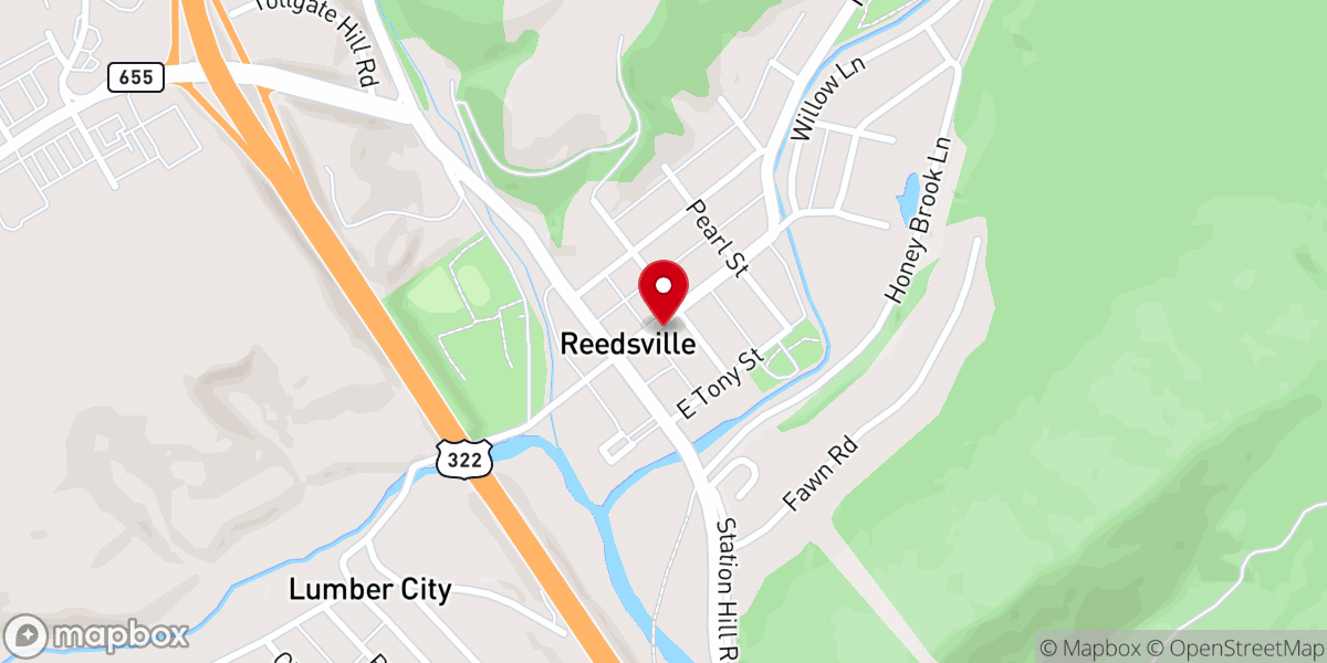 Map showing location of Reedsville United Methodist Office