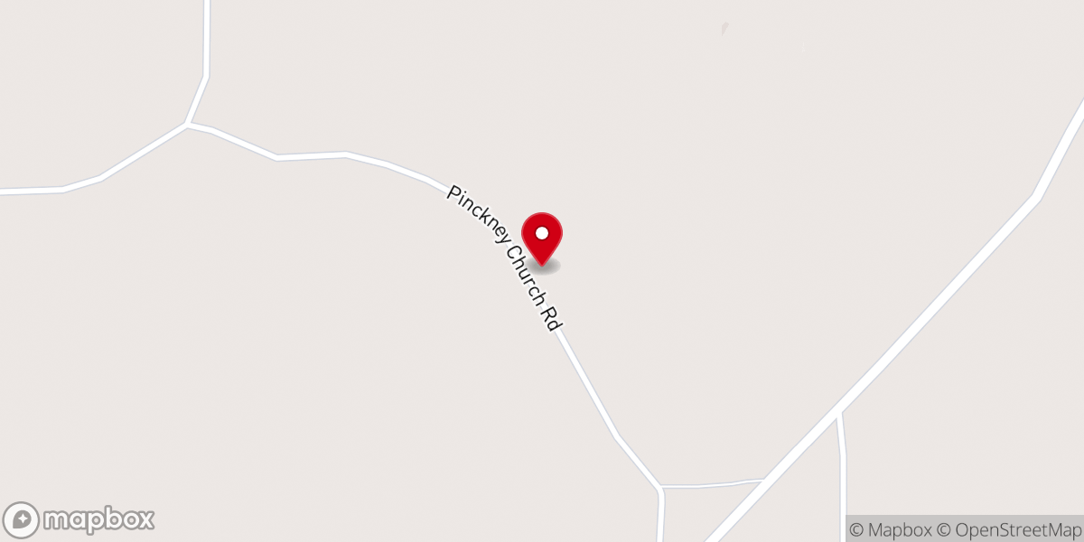Map showing location of Pinckney Church