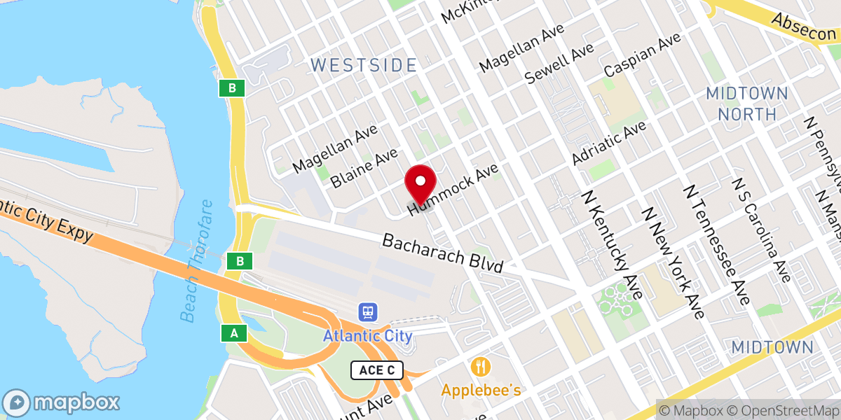 Map showing location of Ministerio Rios de Agua Viva Atlantic City