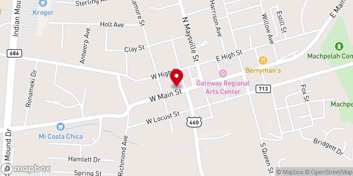 Map showing location of Mount Gilead Cumberland Presbyterian Church