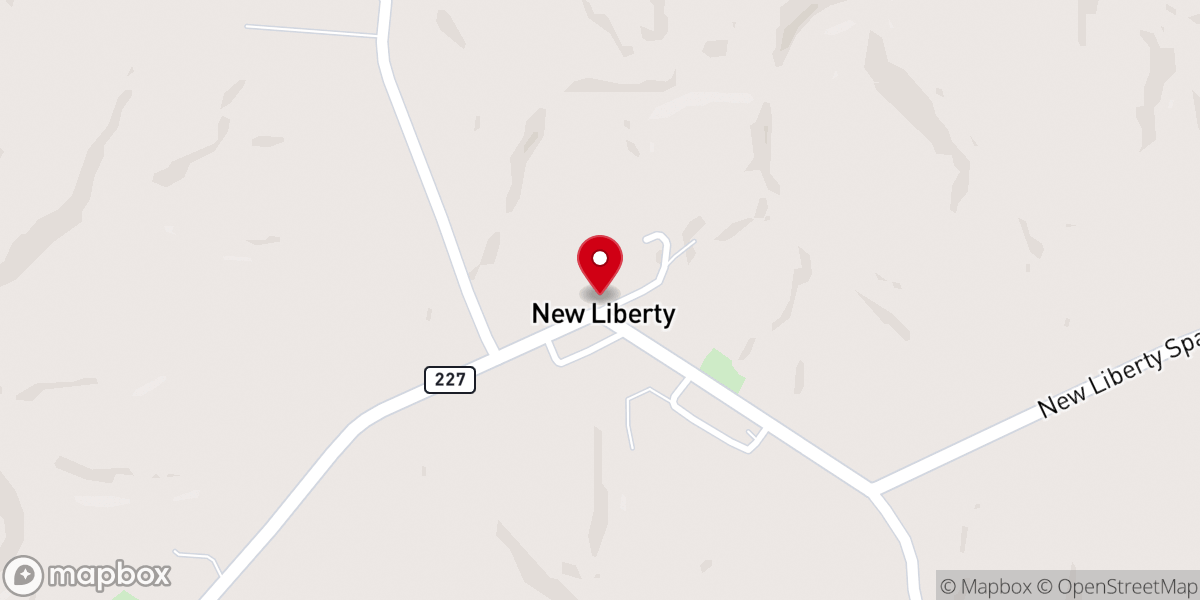 Map showing location of New Liberty Baptist Church