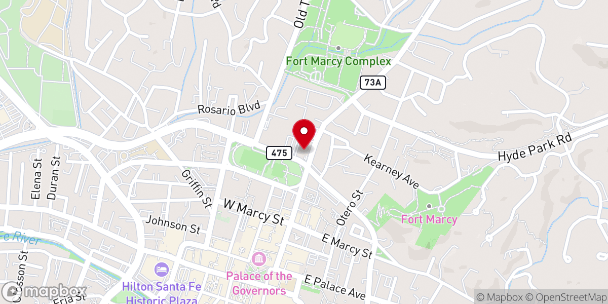 Map showing location of Santa Fe Scottish Rite Center