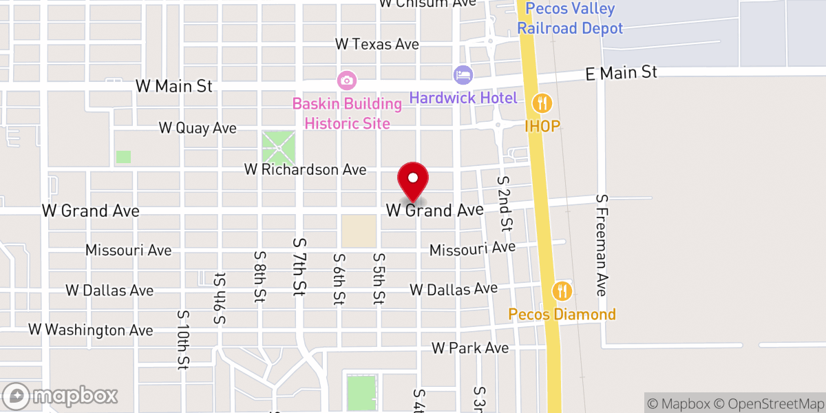 Map showing location of First Church Artesia