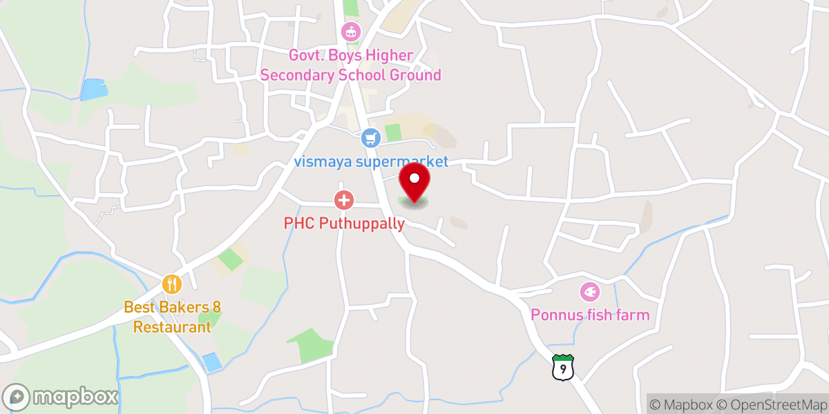 Map showing location of Nilackal Orthodox Church, Puthuppally