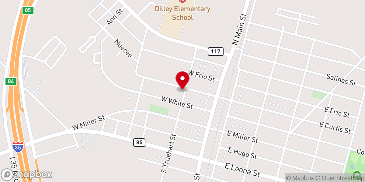 Map showing location of Dilley Outreach