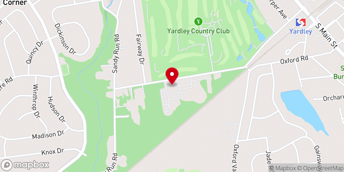 Map showing location of St Ignatius' ChurchYardley, Pa.