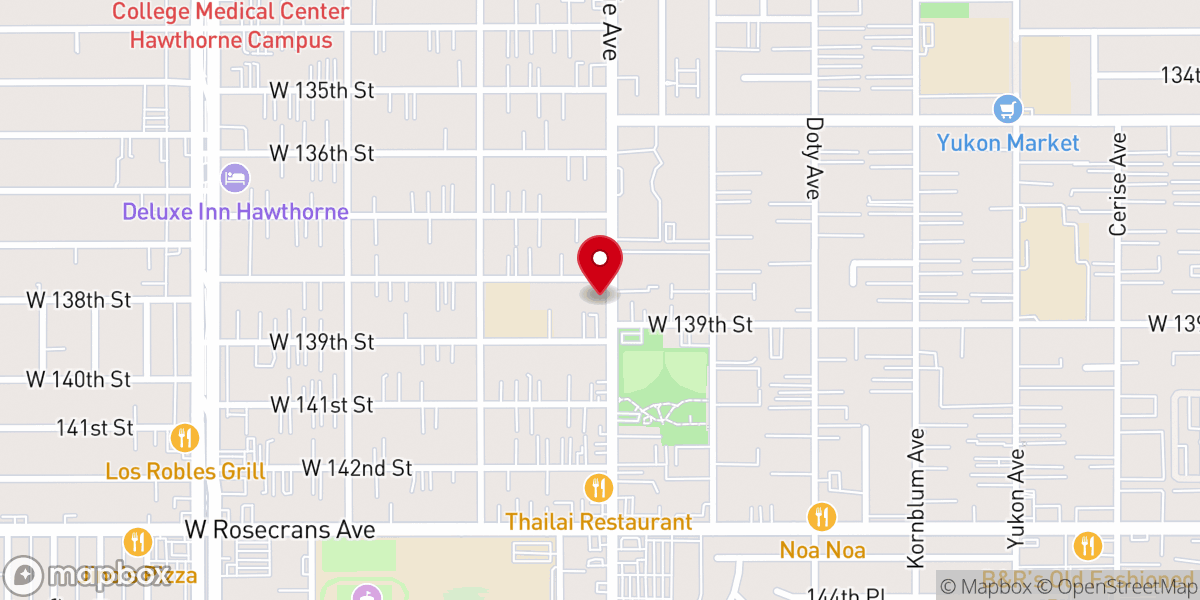 Map showing location of First Baptist Church of Hawthorne