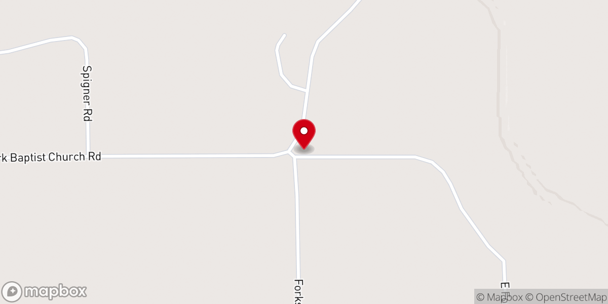 Map showing location of Ozark Baptist Church