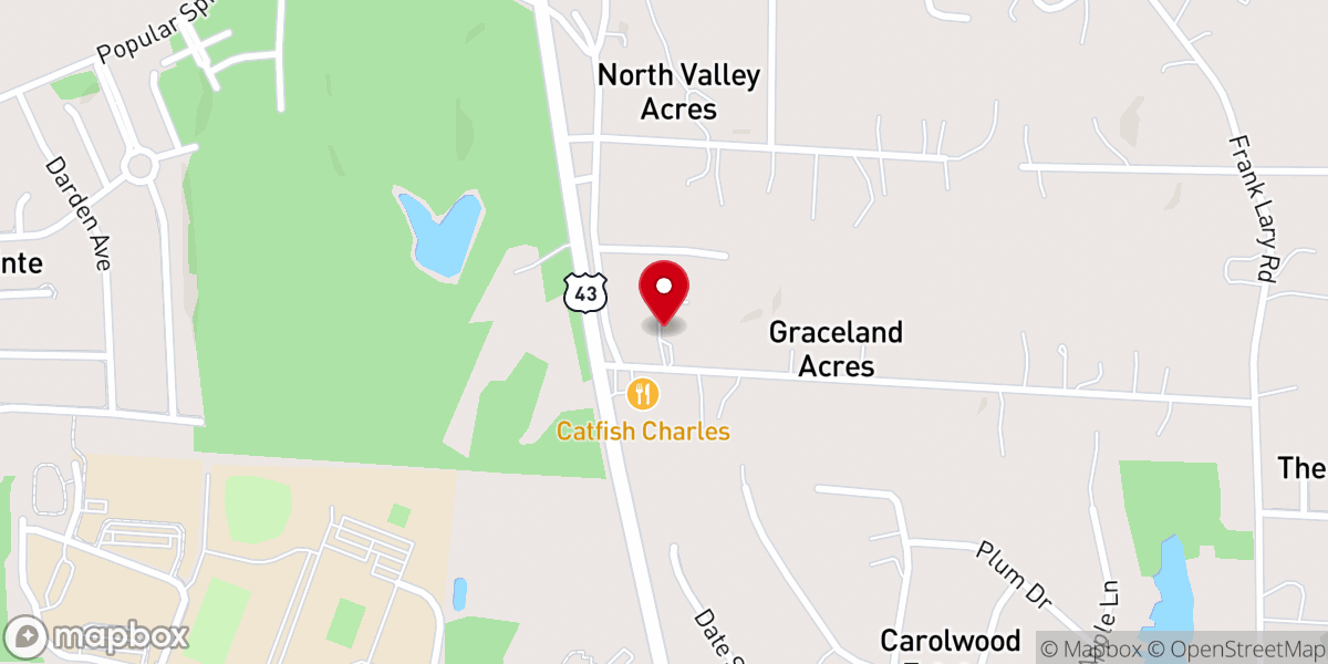 Map showing location of Carolwood Church