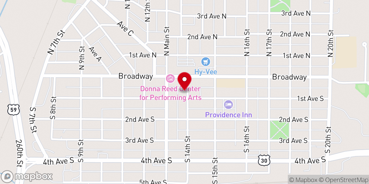Map showing location of Denison Baptist Church