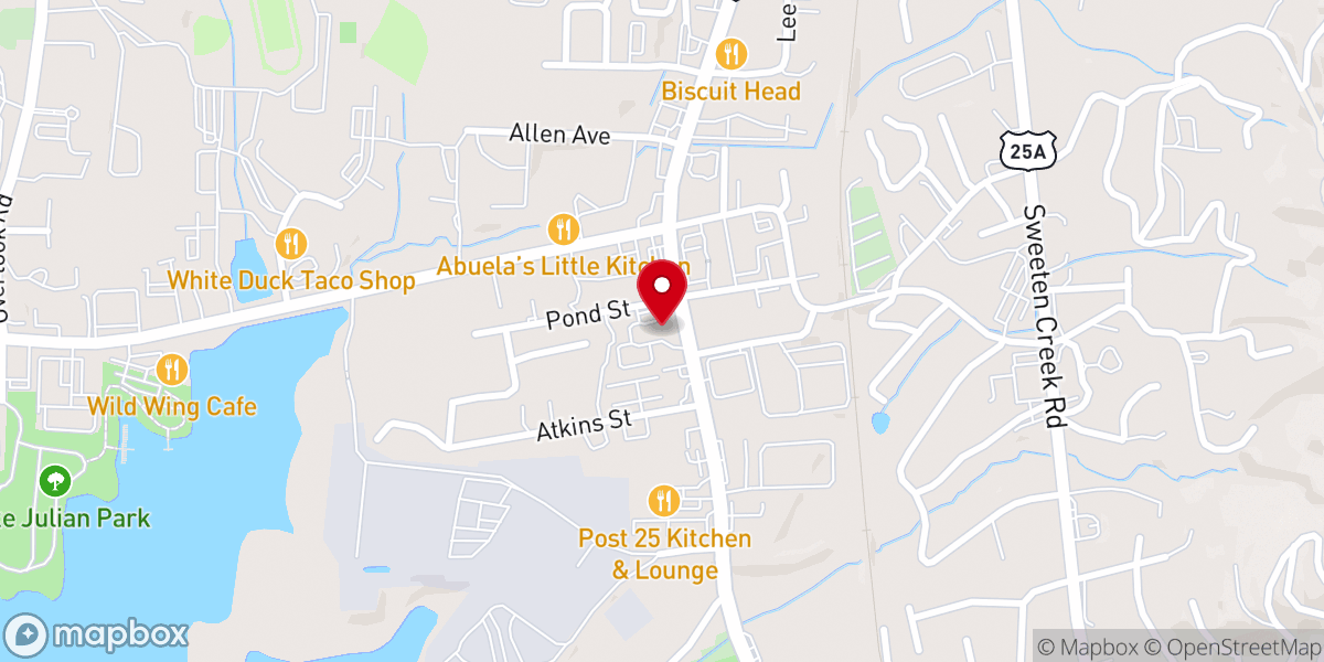 Map showing location of Skyland First Baptist Church