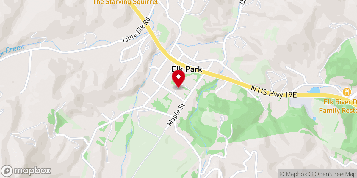 Map showing location of Elk Park United Methodist Church