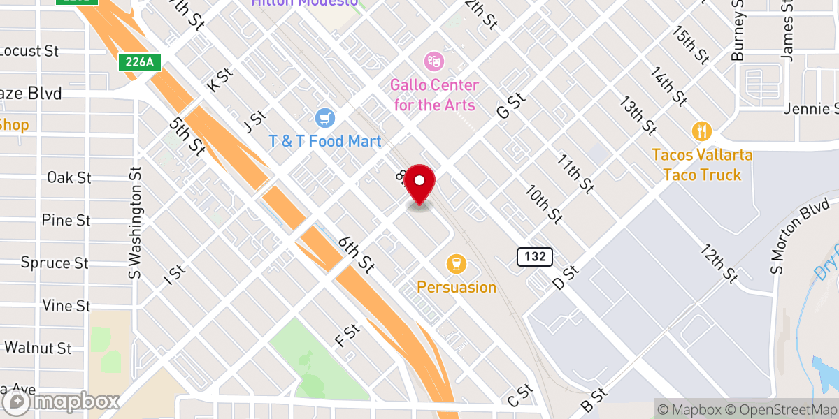 Map showing location of Peoples Church of Modesto Inc