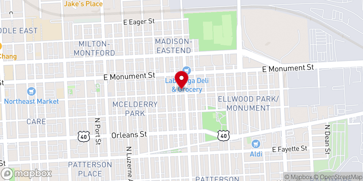 Map showing location of Peace Baptist Church