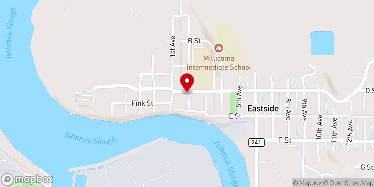 Map showing location of Eastside Coast Life Church