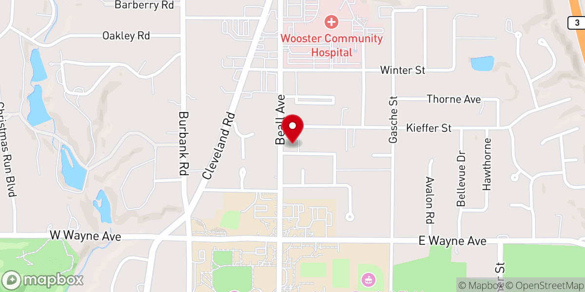 Map showing location of Wooster Mennonite Church