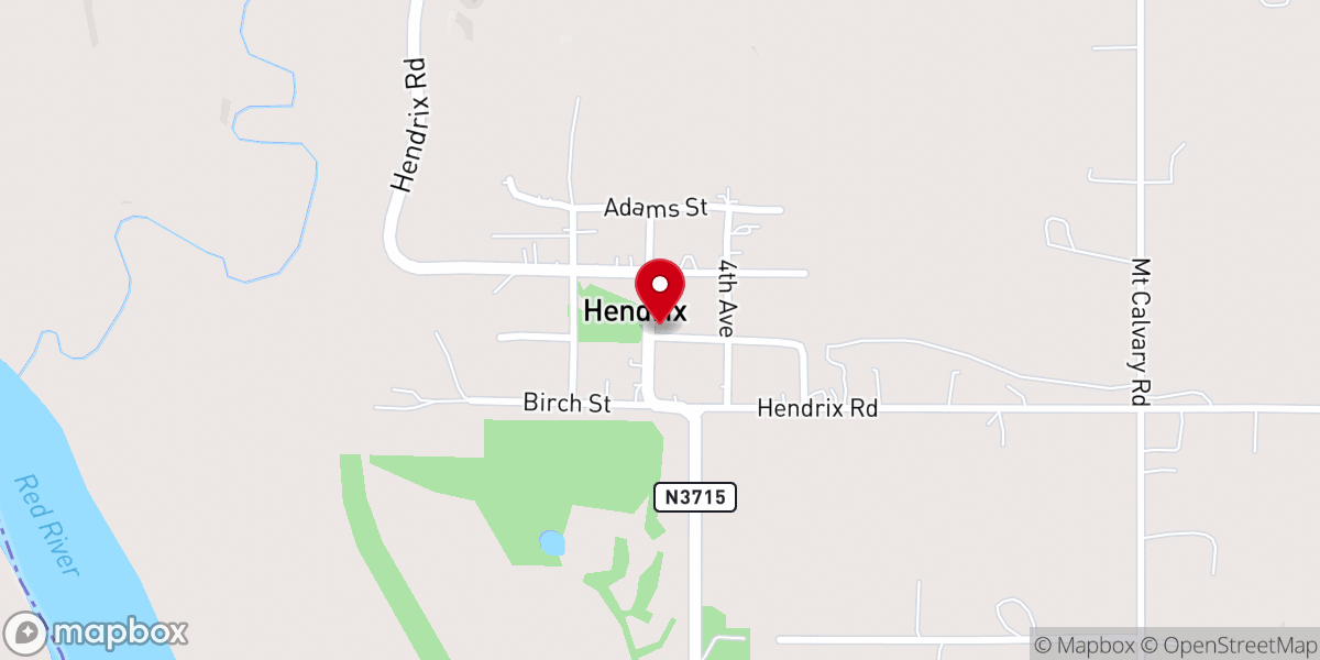 Map showing location of Hendrix Baptist Church