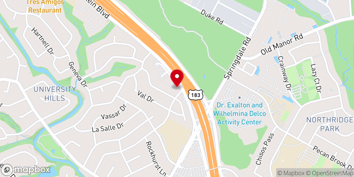 Map showing location of First Pentecostal Church of Austin