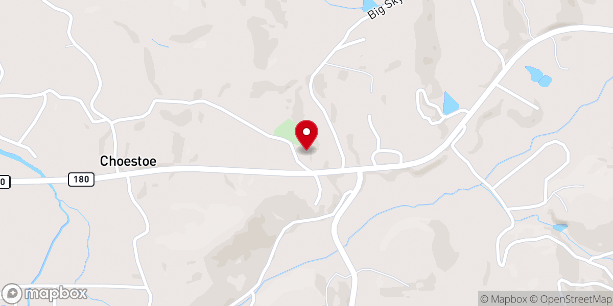 Map showing location of Choestoe Baptist Church