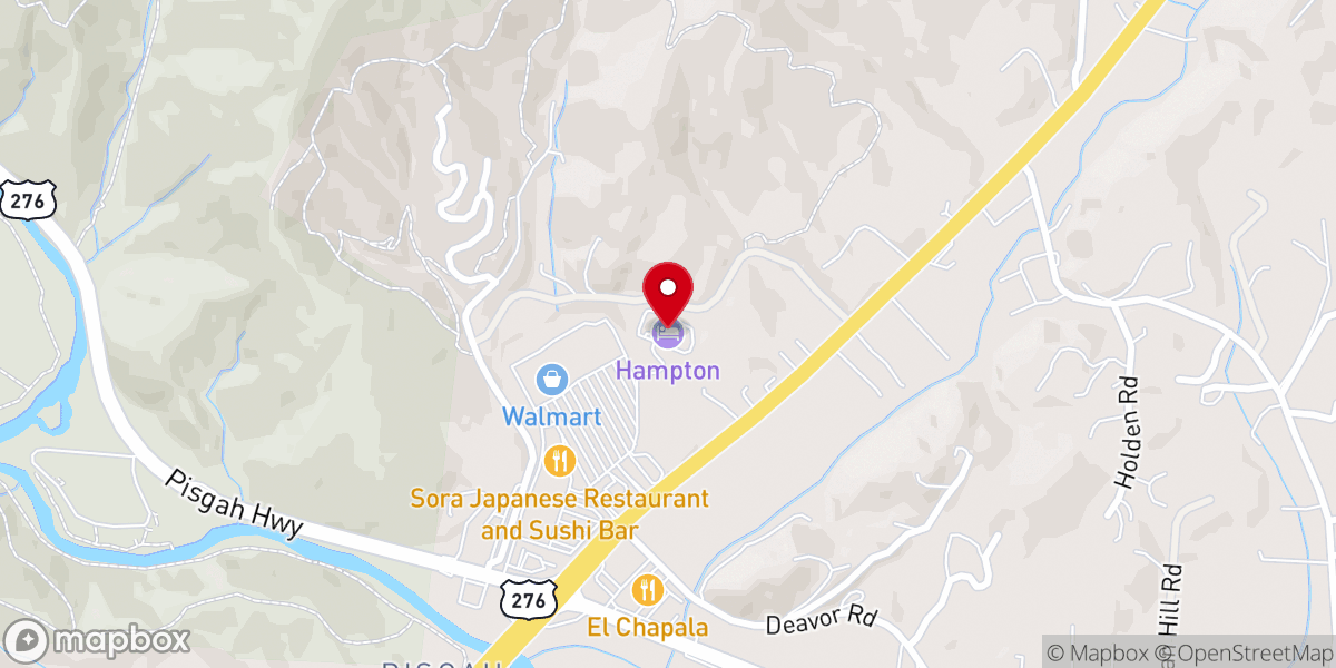 Map showing location of Hampton Inn Brevard