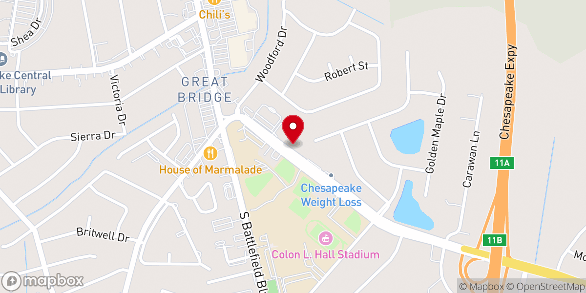 Map showing location of Great Bridge Community Church