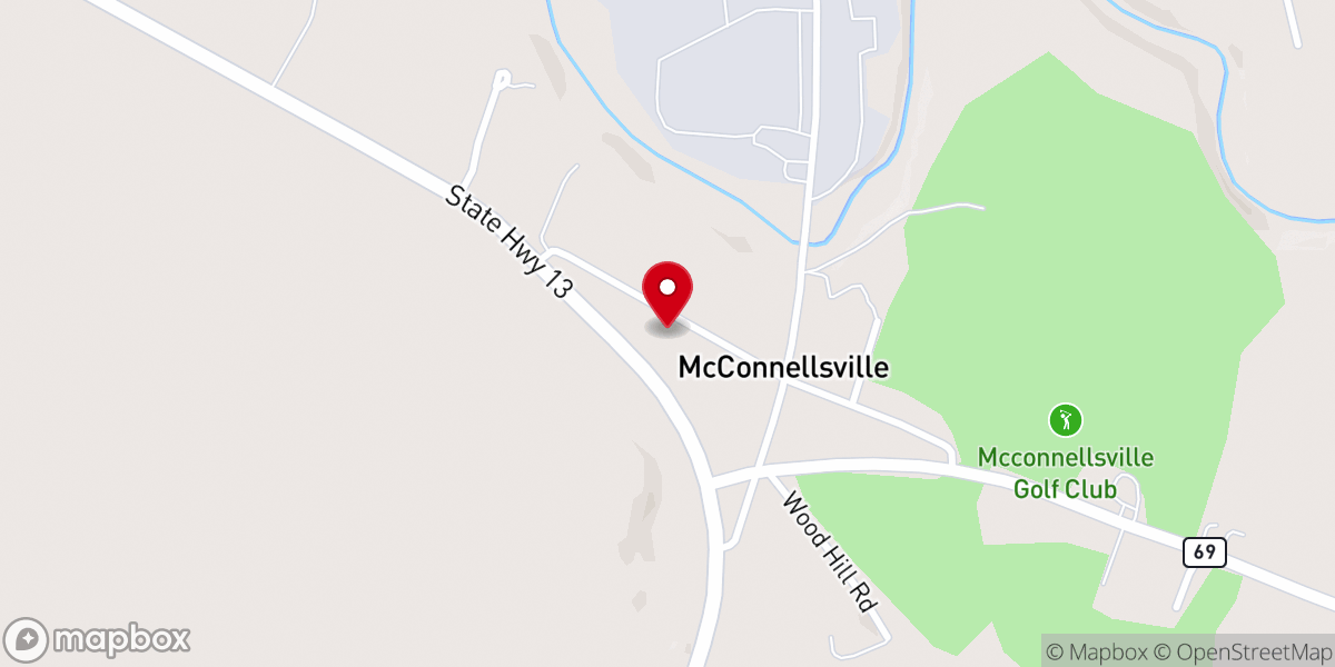 Map showing location of Mc Connellsville Community Church