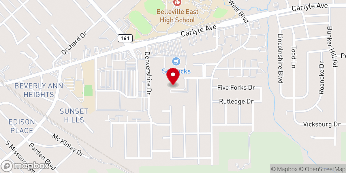 Map showing location of Belleville First Assembly of God Church