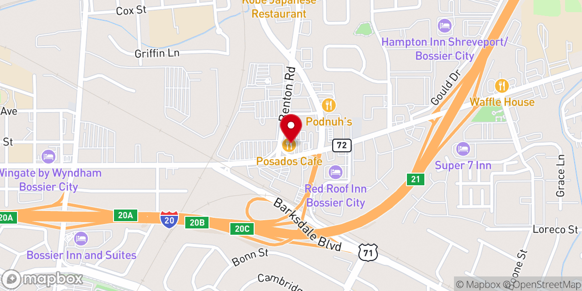 Map showing location of Posados Cafe | Bossier City