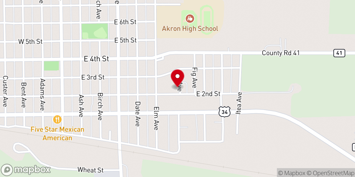 Map showing location of Akron Seventh-Day Adventist Church