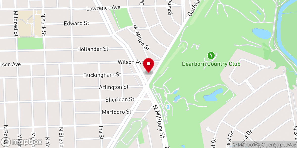 Map showing location of Dearborn Evangelical Covenant Church