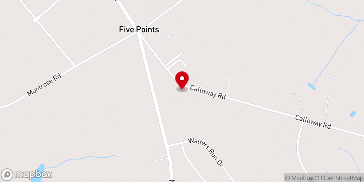 Map showing location of Five Points Community Chapel