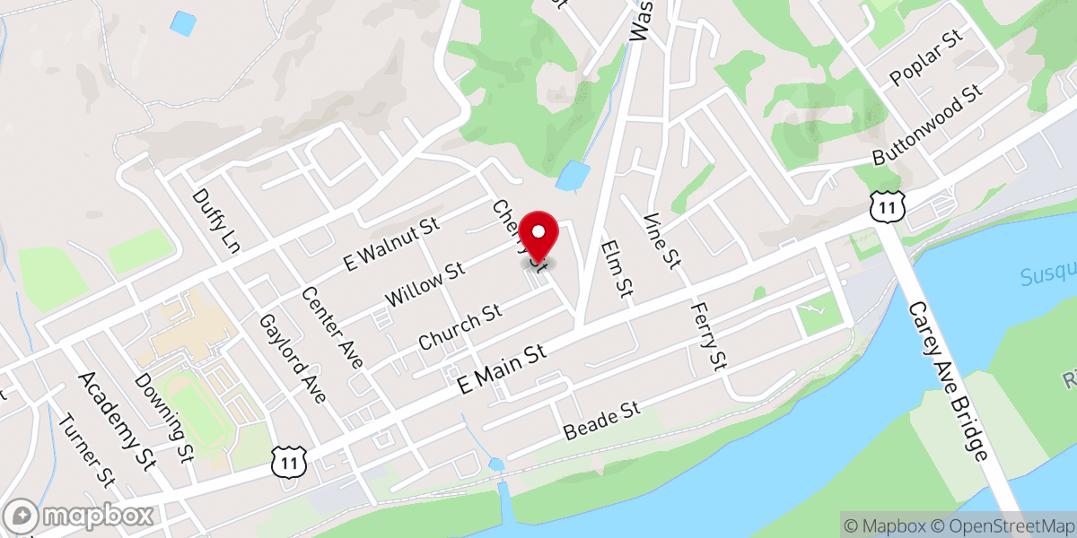 Map showing location of Cherry Street Bible Church