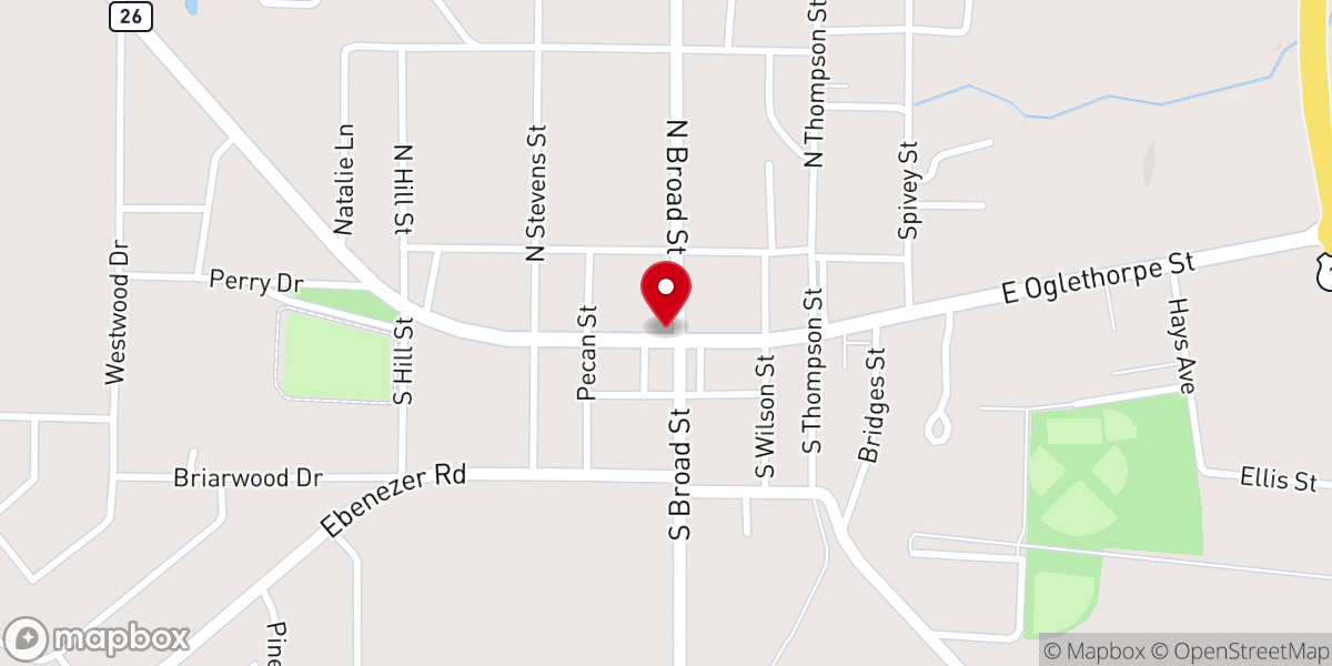 Map showing location of County Line Baptist Church