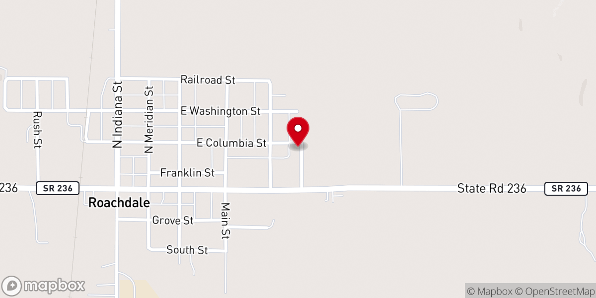 Map showing location of Roachdale Baptist Church